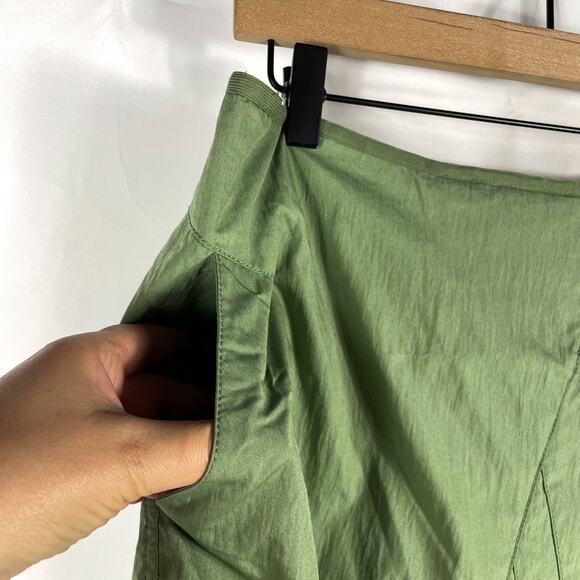 Magaschoni Skirt Pleated Green Pockets A-Line Zip Y2K Retro 90s Sz L - Picture 3 of 5